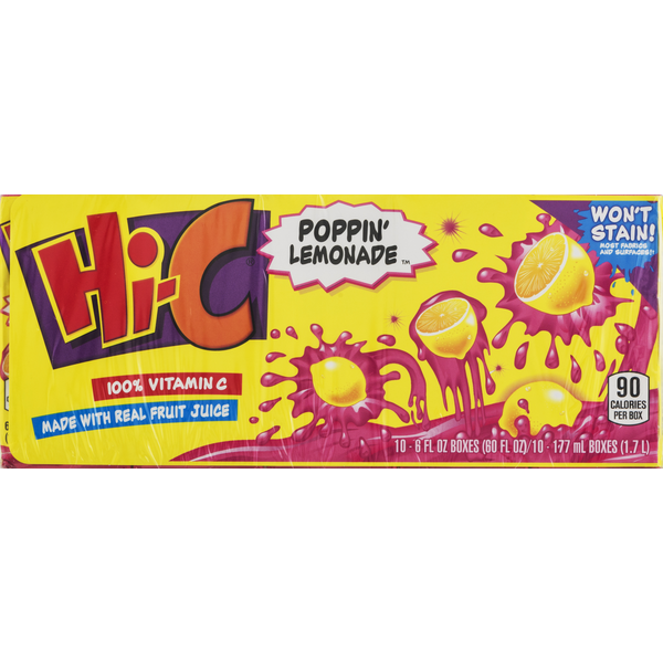 HiC Poppin' Lemonade Fruit Juice Boxes (6 fl oz) Instacart