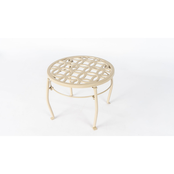 allen + roth 9.06-in H x 11.81-in W Cream Indoor Round Cast iron Plant Stand