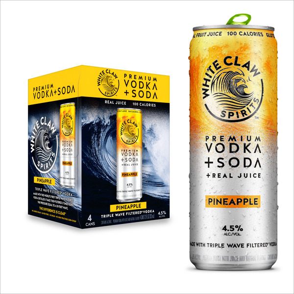 White Claw Spirits RTD Vodka + Soda Pineapple, 4 Pack, 12 fl oz