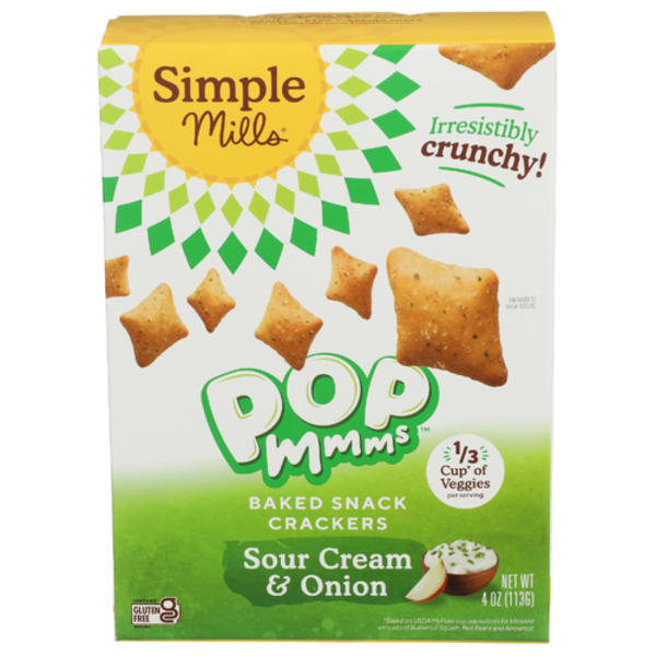 Simple Mills Sour Cream & Onion Pop Mmmms Baked Snack Crackers