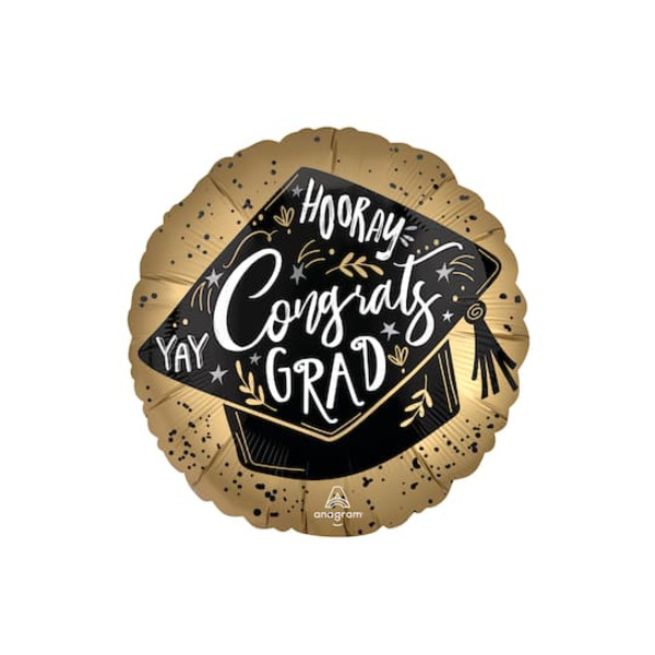 Anagram INFLATED 28" Jumbo Black & Gold Graduation Cap Foil Balloon