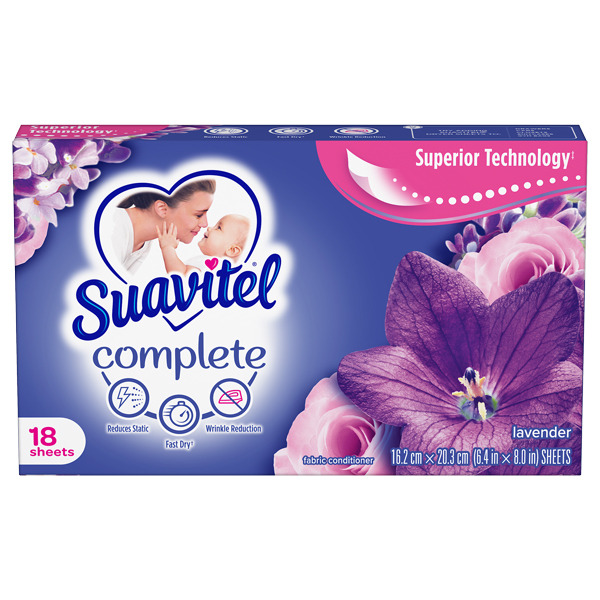 Suavitel Fabric Softener, Lavender, 18 Sheets, 15 Ct