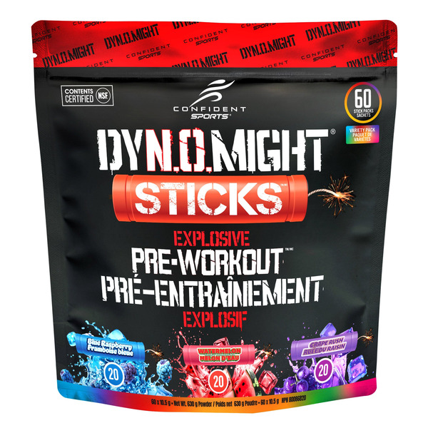 Confident Sports Dyno.Might Pre-Workout Sticks Variety Pack