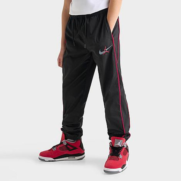 Jordan Big Kids' Jumpman Swoosh Arch Woven Track Pants, M - Black/University Red