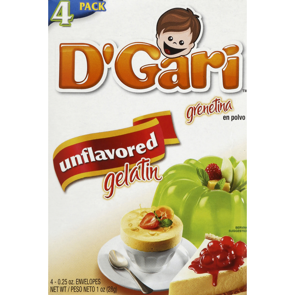 D'Gari Gelatin, Unflavored, 4 Pack