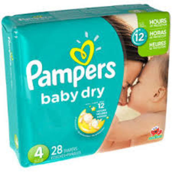 Pampers- Size 4 Baby Dry Disposable Diapers- 4/28 ct