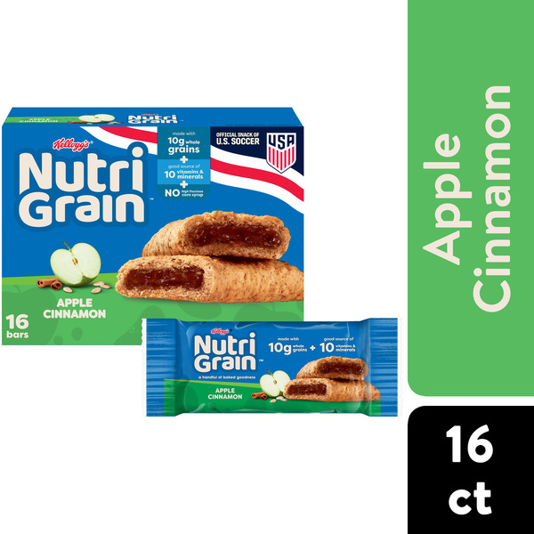 Kellogg’s Nutri-Grain Apple Cinnamon Breakfast Bars, Made With 10g Whole Grains