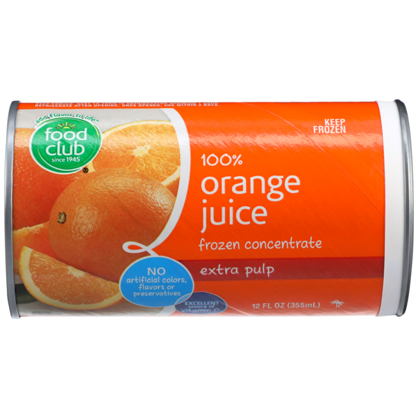 Food Club Extra Pulp 100% Orange Juice Frozen Concentrate Same-Day