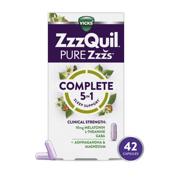 Zzzz Vicks PURE Zzzs Complete Sleep, Melatonin 10mg, L-Theanine, GABA