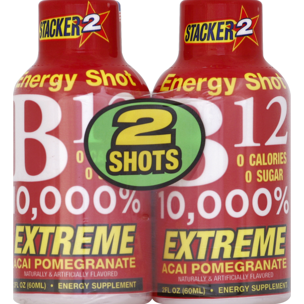 Stacker 2 Xtra Energy Shots, B12, Extreme, Acai Pomegranate, 2 Shots  Same-Day Delivery or Pickup | Woodman's Food Markets