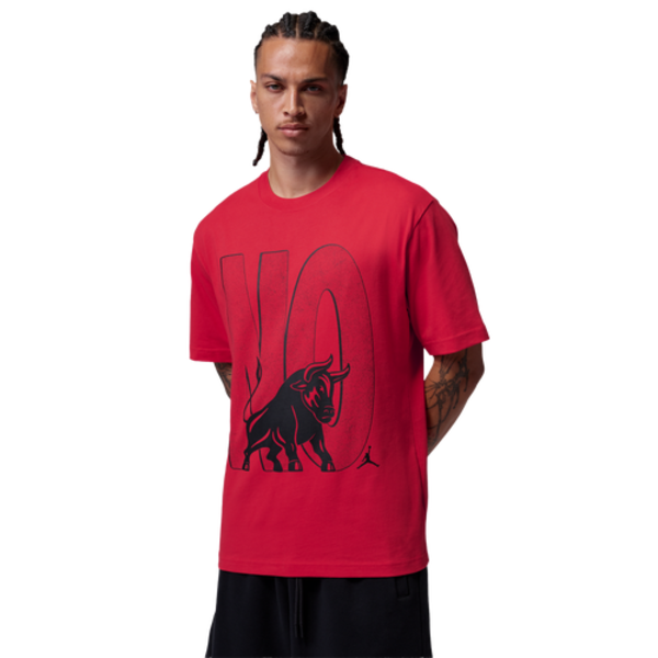 Jordan Men's Brooklyn Toro Graphic T-Shirt, L - Fire Red