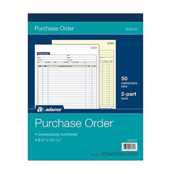 Adams 8 3/8" x 10 11/16" 2-Part Book Purchase Order Forms