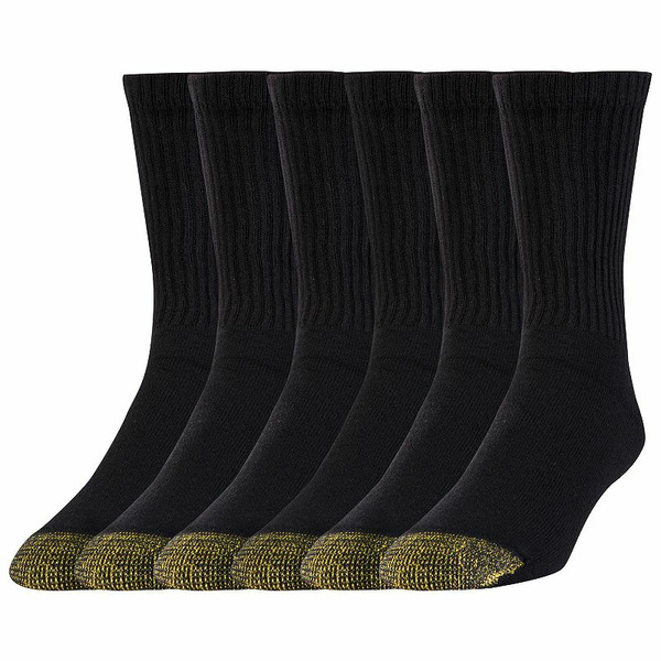 GOLDTOE Men's Cotton Short Crew Athletic Socks - Black
