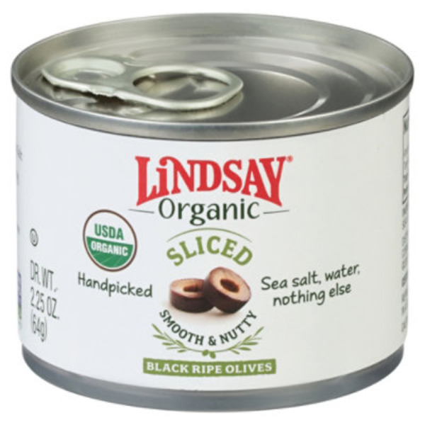 Lindsay Olives, Organic, Black Ripe, Sliced