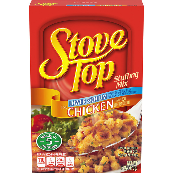 Kraft Stove Top Low Sodium Stuffing Mix for Chicken with 25% Less Sodium