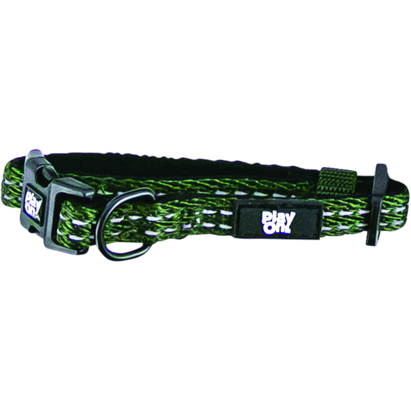 Play On Adventure Nylon Reflective Dog Collar, XS - Olive