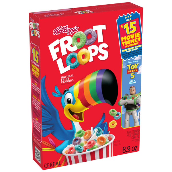 Kellogg's Froot Loops Breakfast Cereal, Good Source of Fiber, 15g Whole Grains
