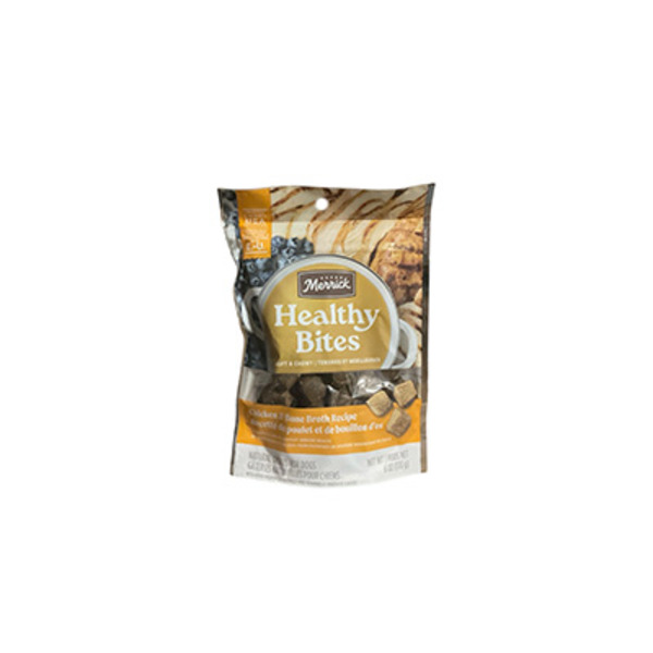 Merrick Healthy Bites Grain Free Dog Treats, Soft Treats With Bone Broth for Dogs, Chicken And Bone Broth Recipe