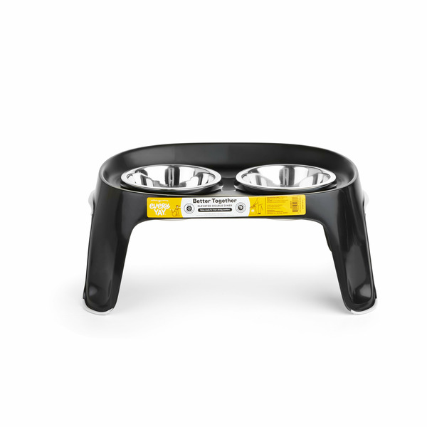 Every Yay High Rise Double Diner for Dogs - Black - Small
