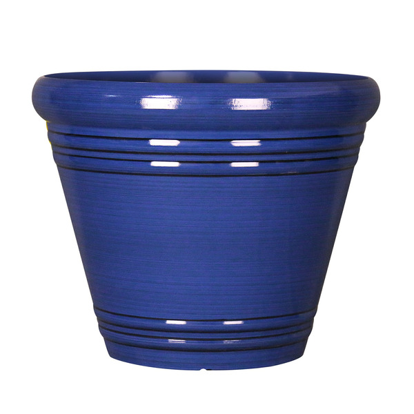 Style Selections 20.35-in W x 20.35-in L x 17.4-in H Blue Recycled plastic Round Indoor Planter
