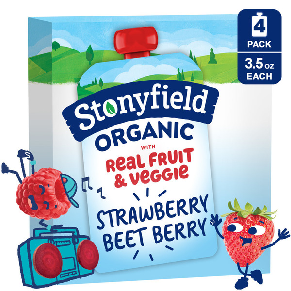 Stonyfield Organic Whole Milk Yogurt Pouches Strawberry Beet Berry