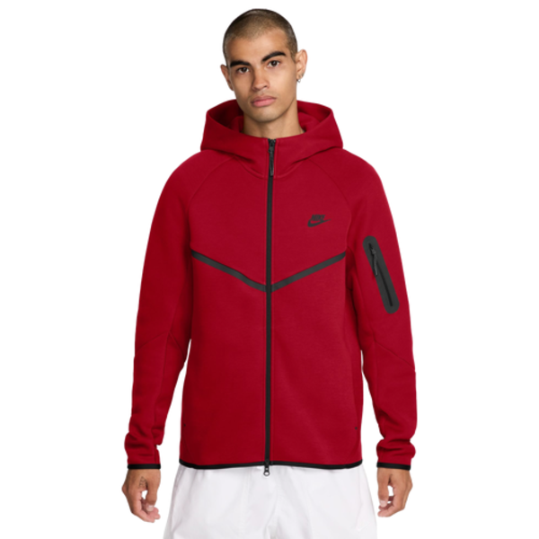 Nike Men's Tech Full-Zip Fleece Windrunner Hoodie, Small - Gym Red & Black
