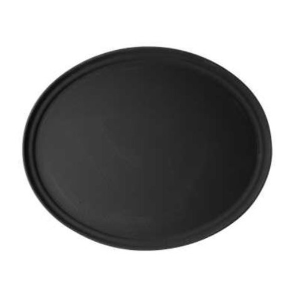Cambro - Camtread Serving Tray, oval, 22" x 27", fiberglass, black, NSF, non-skid