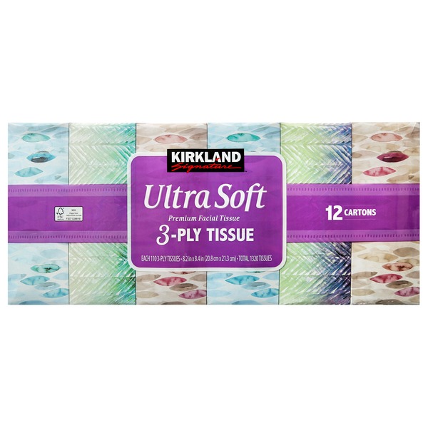 Kirkland Signature Facial Tissue 3 Ply, 12 x 110 ct (110 ct) from
