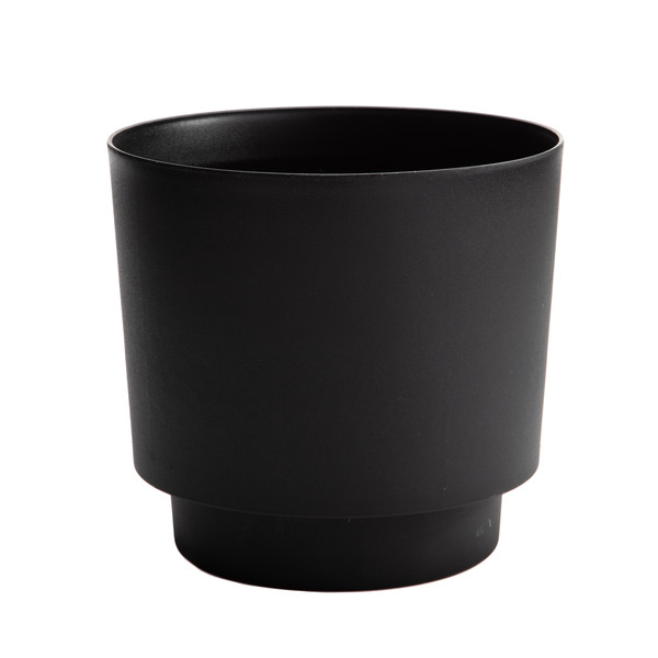 Bloem 12.9-in W x 12.9-in L x 12.3-in H Black Plastic Round Indoor Planter