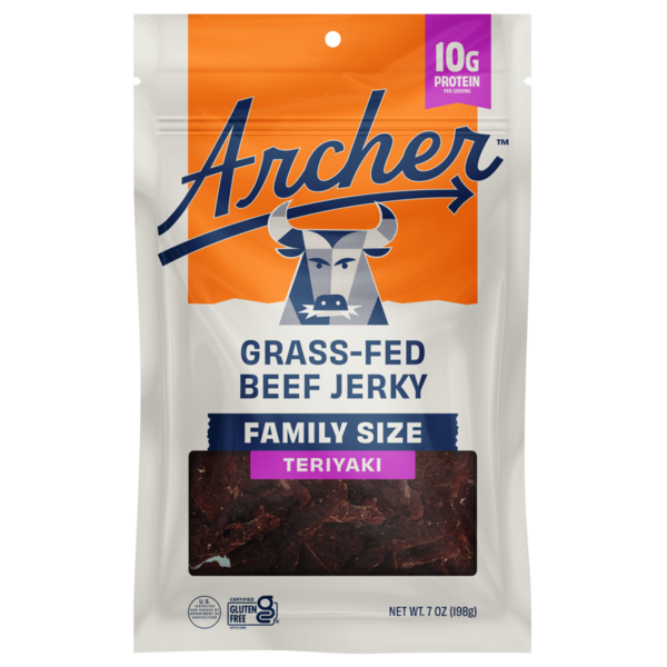 Country Archer Beef Jerky, Teriyaki, Grass-Fed, Family Size