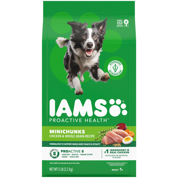 IAMS Proactive Health Adult Minichunks Dry Dog Food Chicken & Whole Grain Recipe, (4) 5 lb. Bags