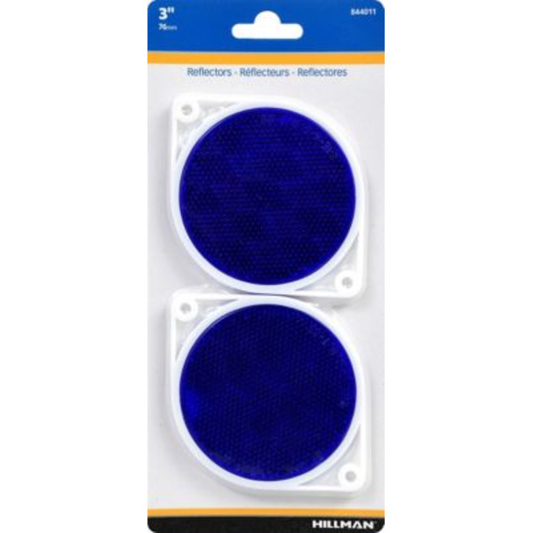 Hillman Adhesive Reflectors, 3 in., Blue, 2-Pack