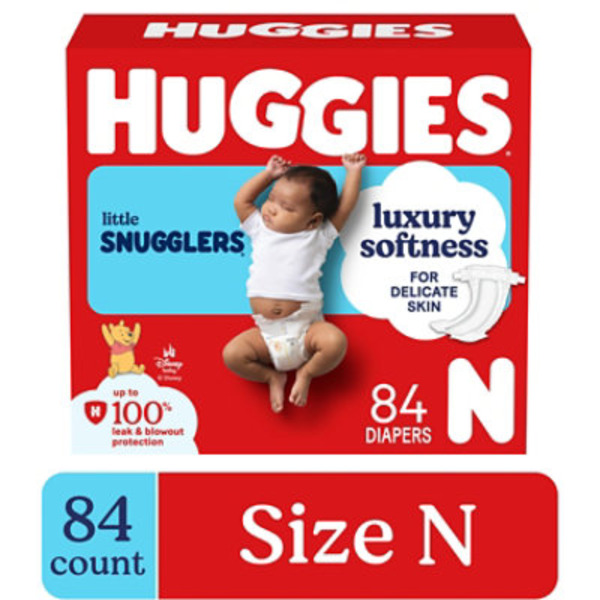 Huggies Little Snugglers Baby Diapers, Size Newborn (up to 10 lbs)