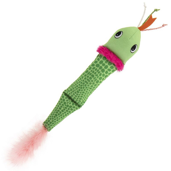 Smarty Kat Crinkle Creeper Crinkle Plush Kicker Cat Toy with Catnip Filled Tail - Green
