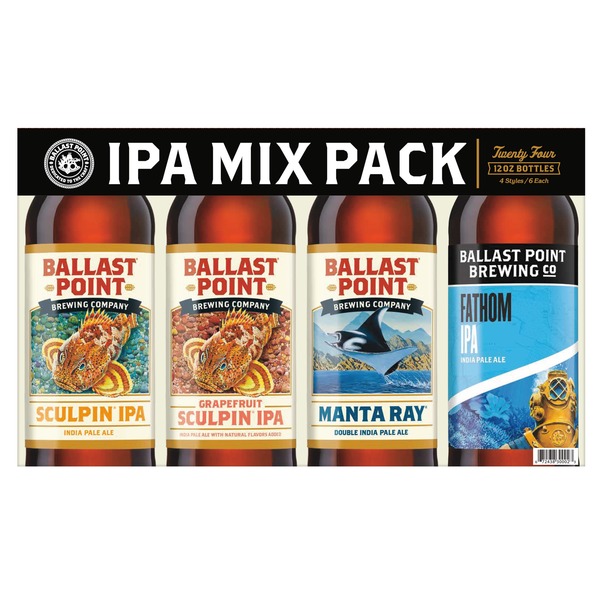 Ballast Point Brewery Variety Pack Craft Beer Bottles (12 fl oz
