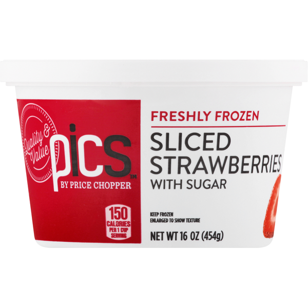 PICS Strawberries, Sliced, with Sugar, Freshly Frozen Same-Day