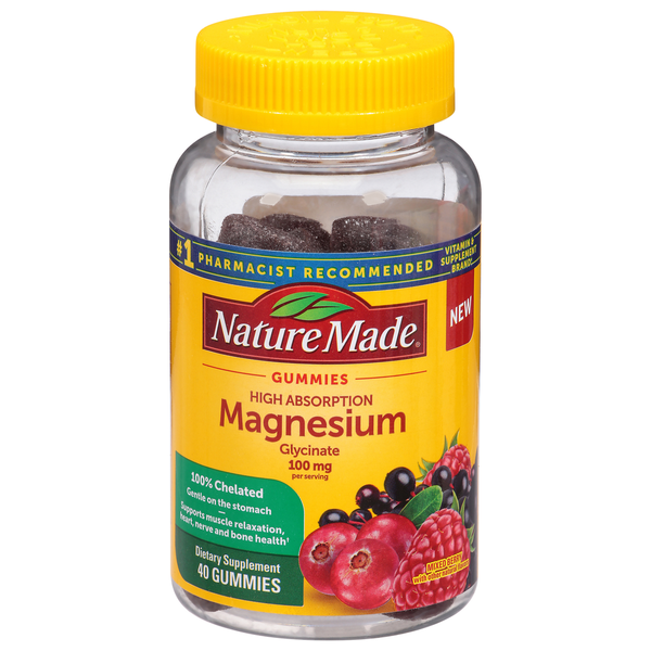 Nature Made Magnesium, High Absorption,100 mg, Gummies - 40 ct