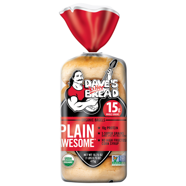 Dave's Killer Bread Organic Plain Awesome Bagels