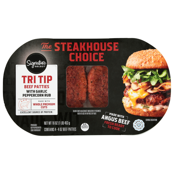 Signature SELECT Beef Patties, with Garlic Peppercorn Rub, Tri Tip