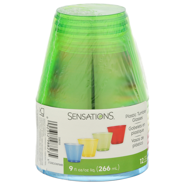 Sensations Tumbler Glasses, Plastic, 9 Fluid Ounce Same-Day