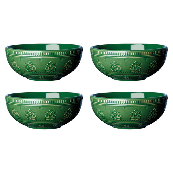 Crofton Embossed Dinnerware Bowls Dark Green Same-Day Delivery