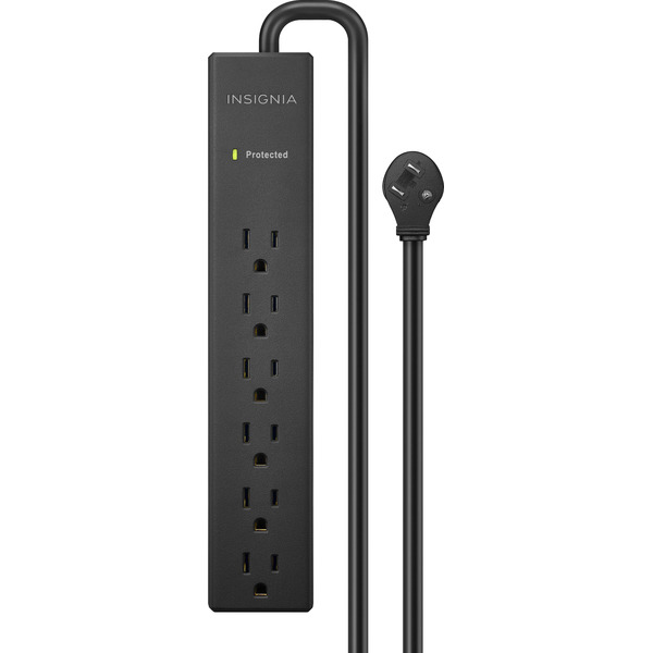 Insignia Home/Office Surge Protector with 6 AC Outlets, 6-Foot Cord & 1080 Joules - Black