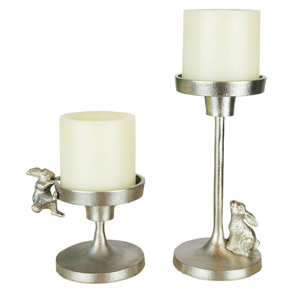 KIRKTON HOUSE 2pk Bunny Candle Holders - Silver Same-Day Delivery