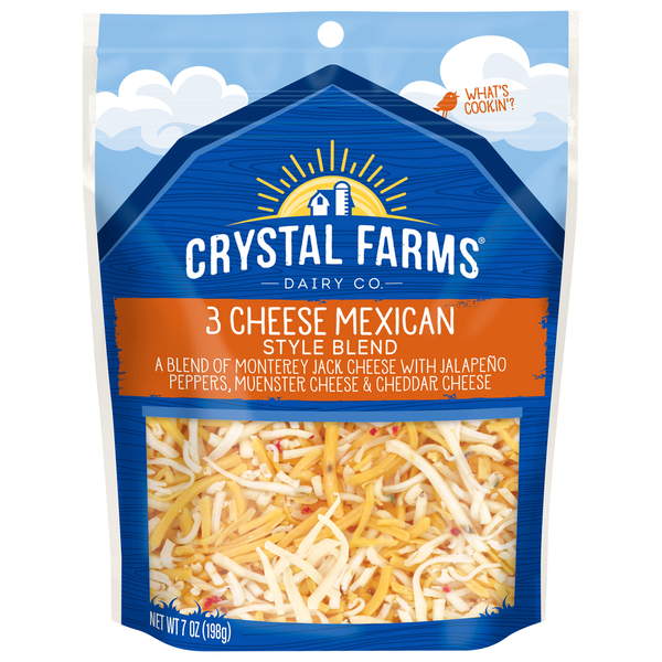 Crystal Farms Cheese, 3 Cheese Mexican Style Blend Same-Day