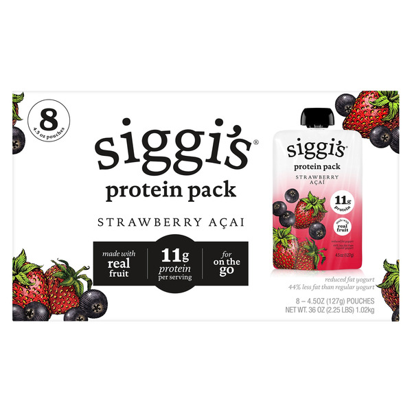 Siggi's Strawberry Acia Protein Pack Yogurt, 4.5 oz, 8-count