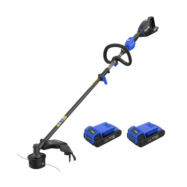 Kobalt 48V MAX (24Vx2) 15-in Attachment Capable Battery String Trimmer Kit, (2) 3.0Ah Batteries and Charger Included