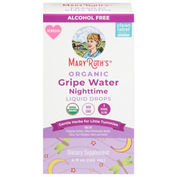 MaryRuth's Gripe Water, Organic, Nighttime, Alcohol Free, Liquid Drops, Newborn+