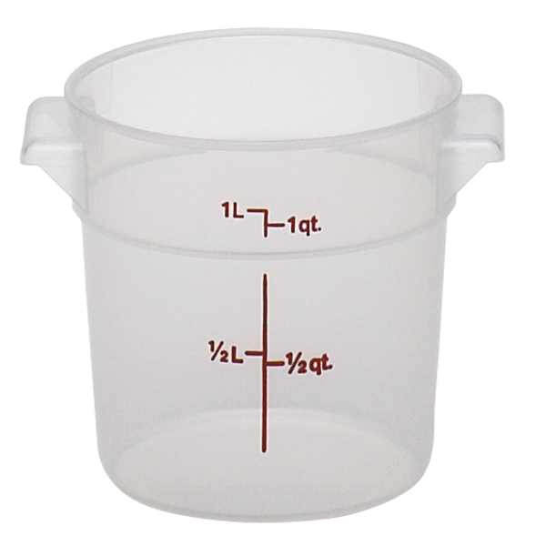 Storage Container, round, 1 qt., 6-1/16" dia. x 5"H, translucent