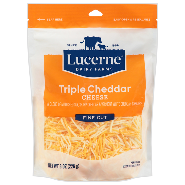Lucerne Cheese, Finely Shredded, Triple Cheddar