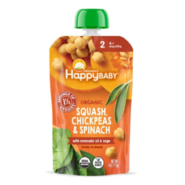 Happy Baby Organics Organic Squash, Chickpeas & Spinach with Avocado Oil + Sage
